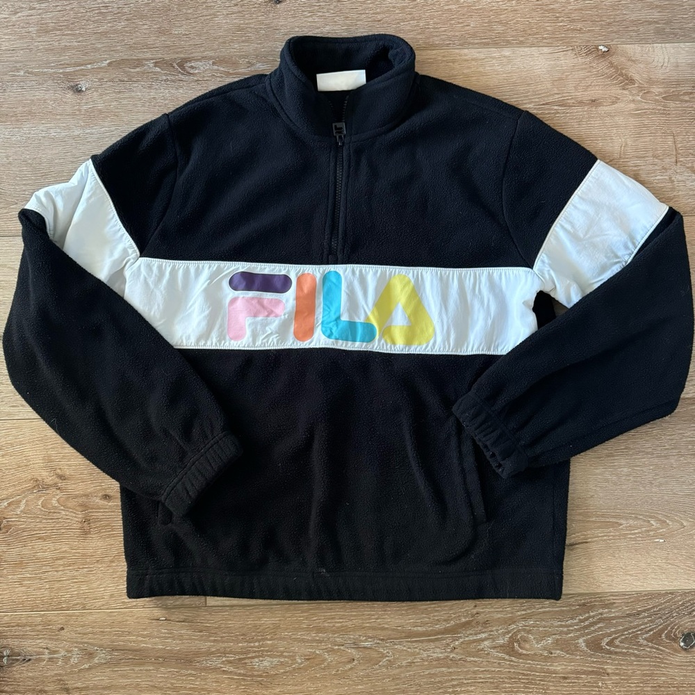 Fila black quarter zip fleece sweatshirt